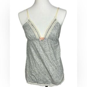 Gillian Y2K Heathered Babydoll Cami Top Sz M Romantic Coquette Cottagecore